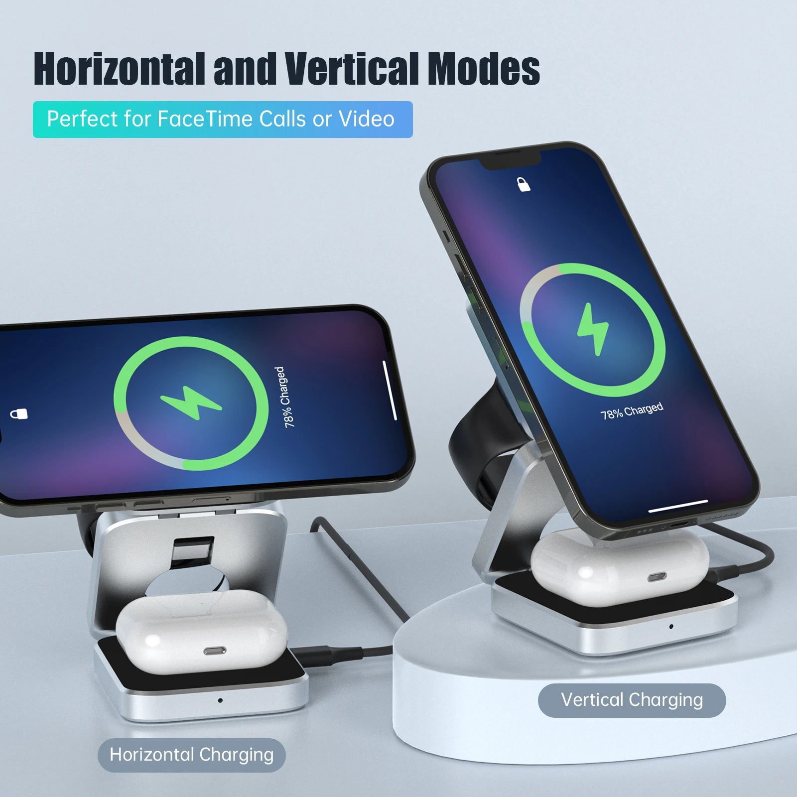The Mielmora AuraStation™ | 3-in-1 Magnetic Wireless Charging Stand