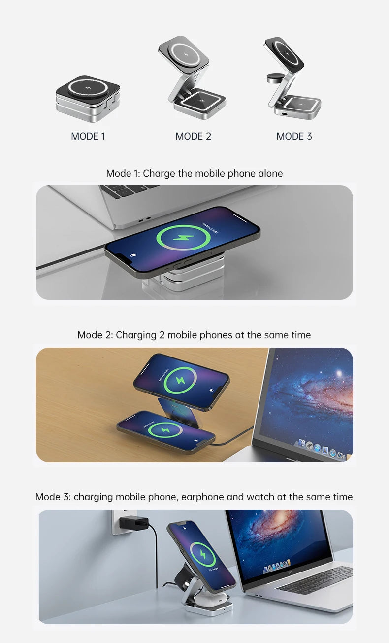 The Mielmora AuraStation™ | 3-in-1 Magnetic Wireless Charging Stand