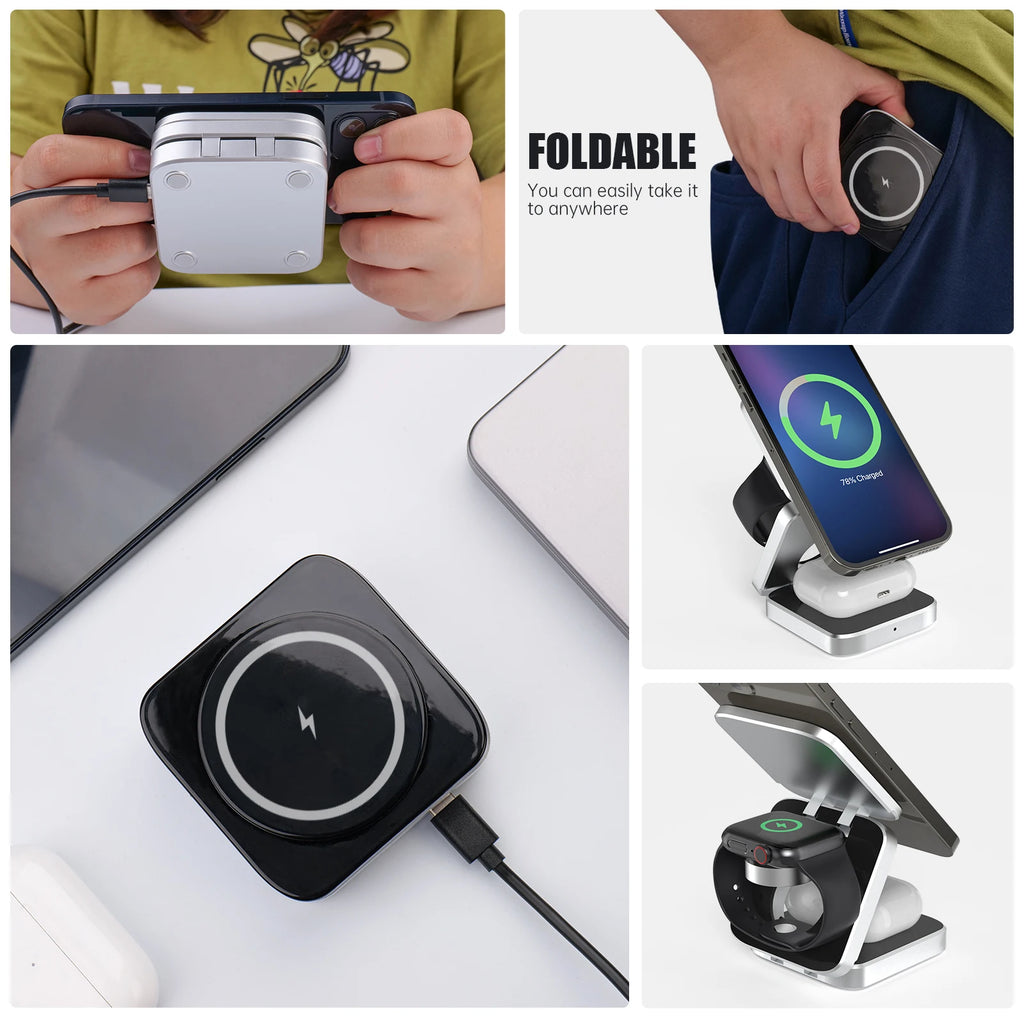 The Mielmora AuraStation™ | 3-in-1 Magnetic Wireless Charging Stand