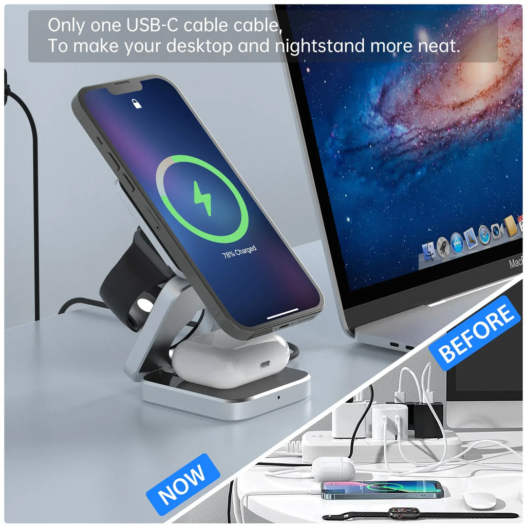 The Mielmora AuraStation™ | 3-in-1 Magnetic Wireless Charging Stand