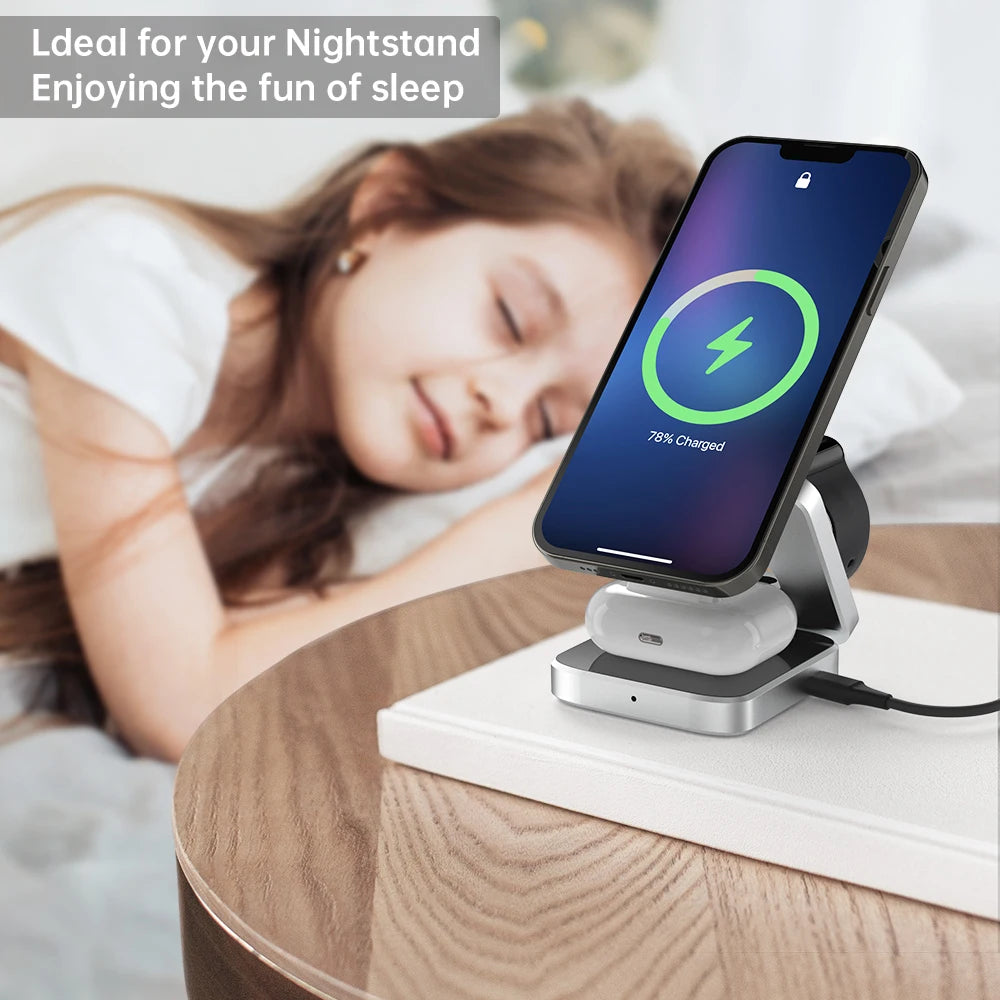 The Mielmora AuraStation™ | 3-in-1 Magnetic Wireless Charging Stand
